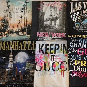 Women's  graphic tee shirt various models and designs.